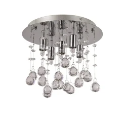 Plafoniere Moderne-Ideal Lux Plafoniera moonlight pl5 cromo sfere di vetro cristallo