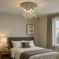 Plafoniere Moderne-Ideal Lux Plafoniera moonlight pl5 cromo sfere di vetro cristallo