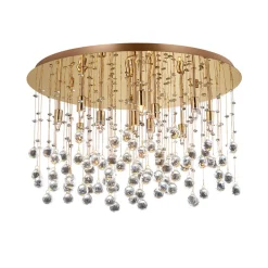Plafoniere Moderne-Ideal Lux Plafoniera moonlight pl12 oro oro lucido vetri cristalli