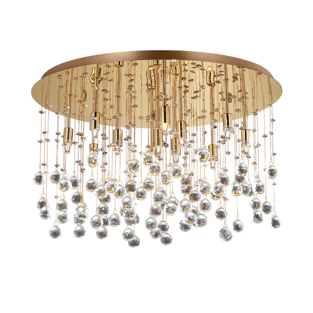 Plafoniere Moderne-Ideal Lux Plafoniera moonlight pl12 oro oro lucido vetri cristalli
