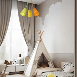 Plafoniere Moderne-Selezionato da Mazzolaluce Plafoniera multicolor per cameretta paralumi in tessuto