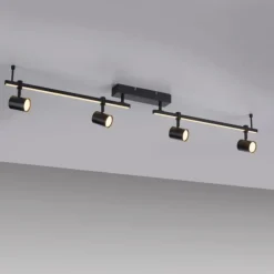 Plafoniere Moderne-Selezionato da Mazzolaluce Plafoniera nera a doppia luce con 4 faretti led 3000k orientabili