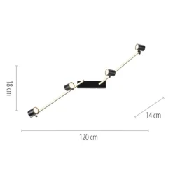 Plafoniere Moderne-Selezionato da Mazzolaluce Plafoniera nera a doppia luce con 4 faretti led 3000k orientabili