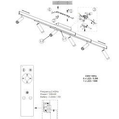 Plafoniere Moderne-Selezionato da Mazzolaluce Plafoniera nera allungabile con faretti led 2700k a 65000k con telecomando
