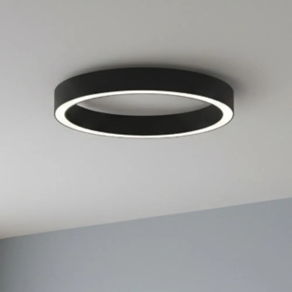 Plafoniere Moderne-Selezionato da Mazzolaluce Plafoniera nera anello 80 cm led 3000k dimmerabile