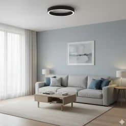 Plafoniere Moderne-Selezionato da Mazzolaluce Plafoniera nera anello 80 cm led 3000k dimmerabile