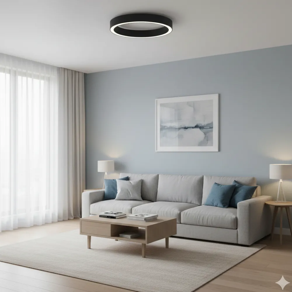 Plafoniere Moderne-Selezionato da Mazzolaluce Plafoniera nera anello 80 cm led 3000k dimmerabile