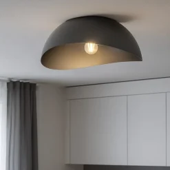 Plafoniere Moderne-Selezionato da Mazzolaluce Plafoniera nera 30cm cupola semisfera in metallo moderna