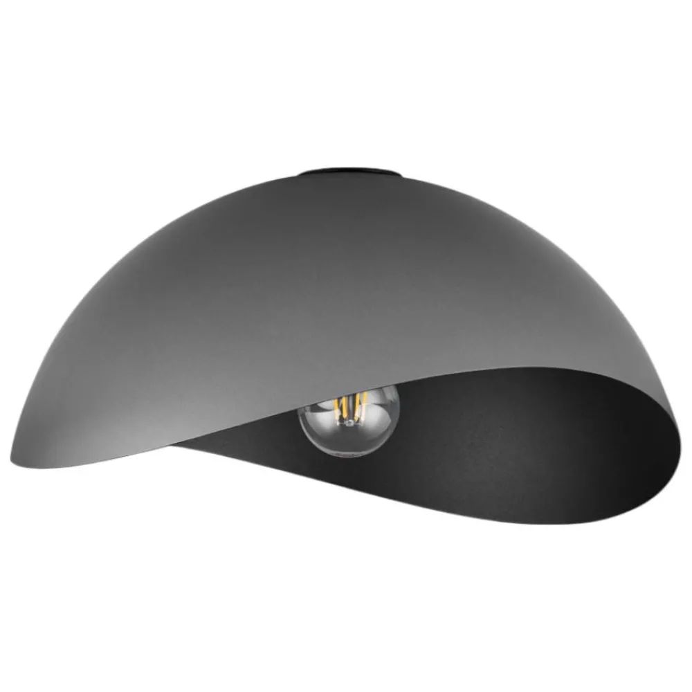 Plafoniere Moderne-Selezionato da Mazzolaluce Plafoniera nera 30cm cupola semisfera in metallo moderna
