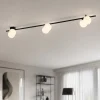 Plafoniere Moderne-Selezionato da Mazzolaluce Plafoniera nera 200 cm moderna binario con sfere in vetro per soggiorno
