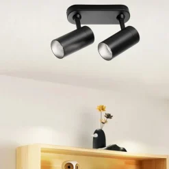 Plafoniere Moderne-IsyLuce Plafoniera nera con due faretti orientabili