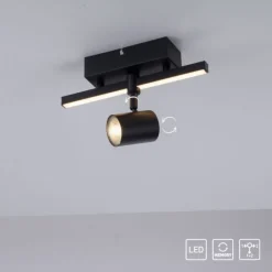 Plafoniere Moderne-Selezionato da Mazzolaluce Plafoniera nera con faretto orientabile doppia luce led 3000k