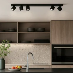 Plafoniere Moderne-Perenz Illuminazione Plafoniera nera con spot lampade squadrate orientabili perenz oddy