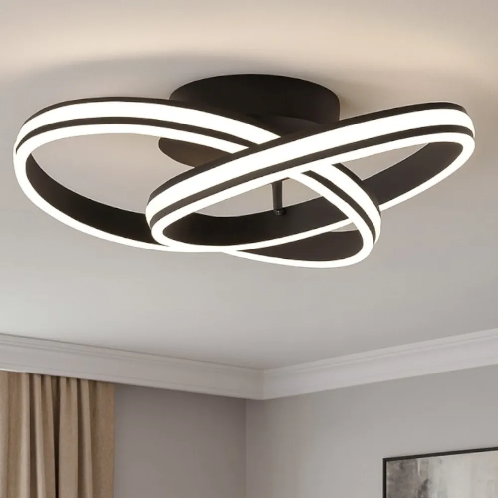 Plafoniere Moderne-Selezionato da Mazzolaluce Plafoniera nera design moderna 58w dimmerabile per soggiorno