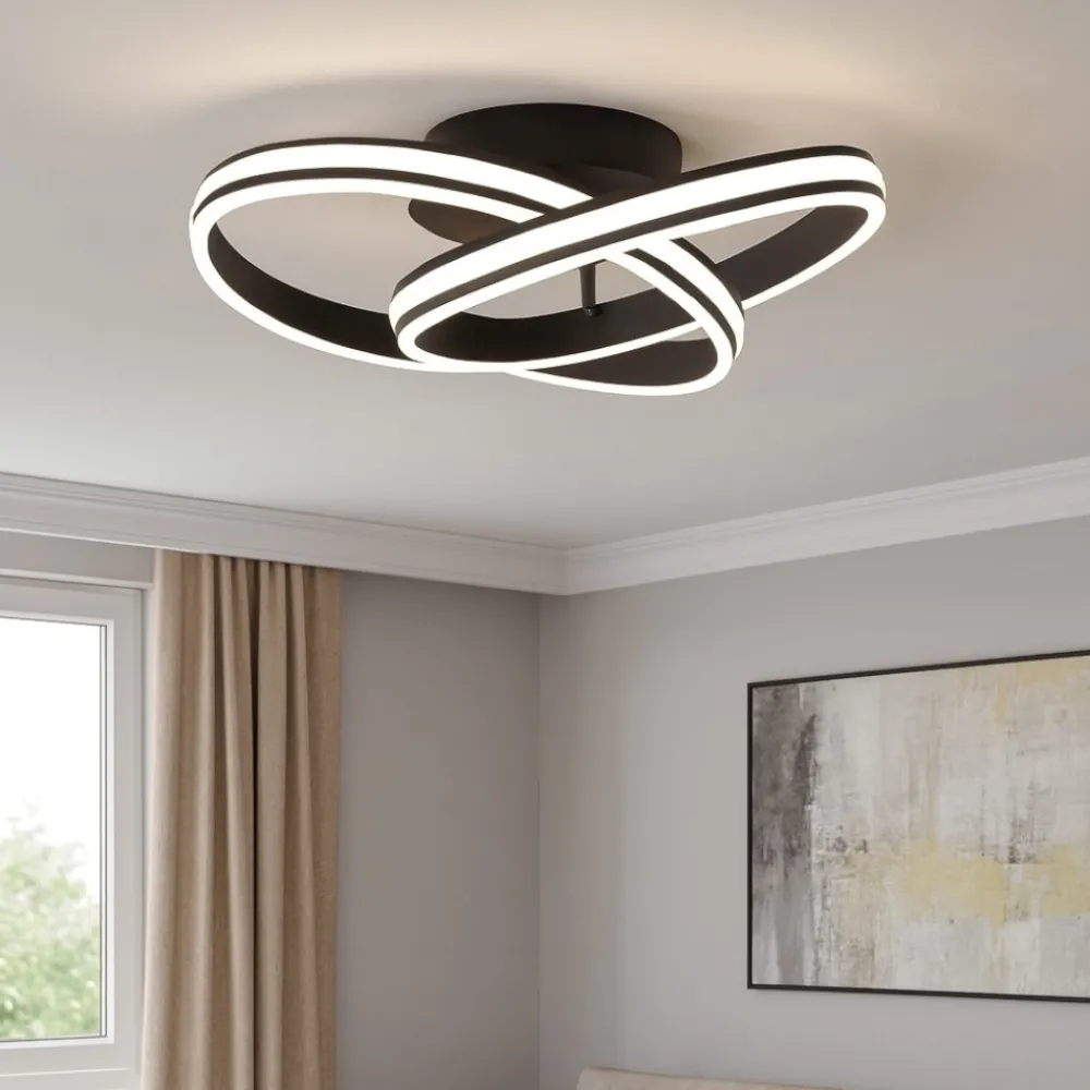 Plafoniere Moderne-Selezionato da Mazzolaluce Plafoniera nera design moderna 58w dimmerabile per soggiorno