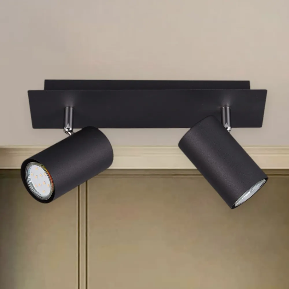 Plafoniere Moderne-Selezionato da Mazzolaluce Plafoniera nera 2 faretti moderna orientabile