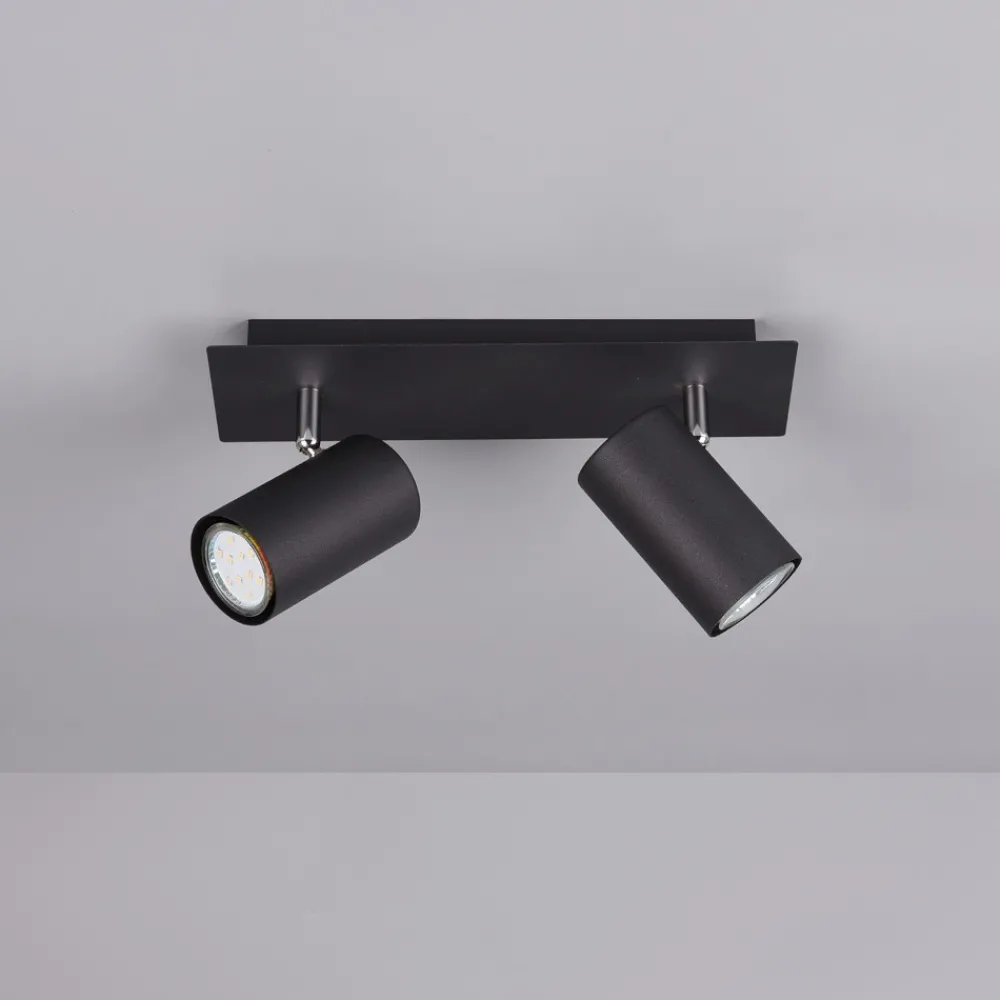 Plafoniere Moderne-Selezionato da Mazzolaluce Plafoniera nera 2 faretti moderna orientabile