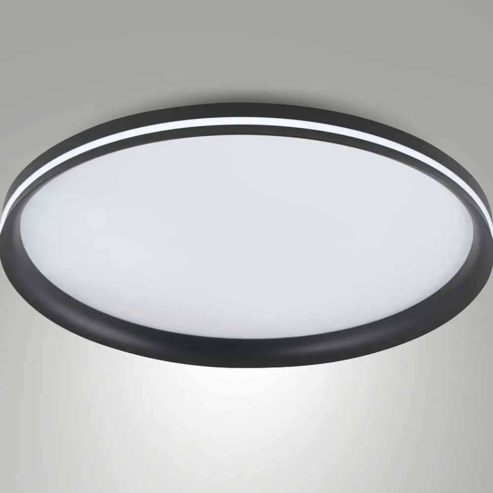 Plafoniere Moderne-Fabas Luce Plafoniera nera isy led 64w 2700k 3200k 4000k per soggiorno