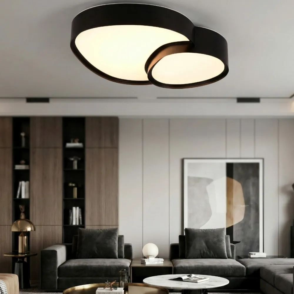 Plafoniere Moderne-Selezionato da Mazzolaluce Plafoniera nera led design moderna per soggiorno con telecomando