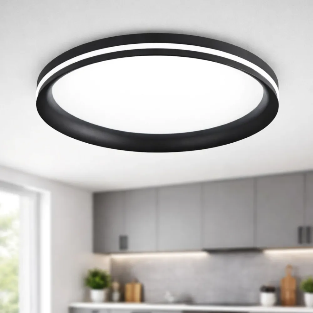 Plafoniere Moderne-Fabas Luce Plafoniera nera led isy per cucina moderna