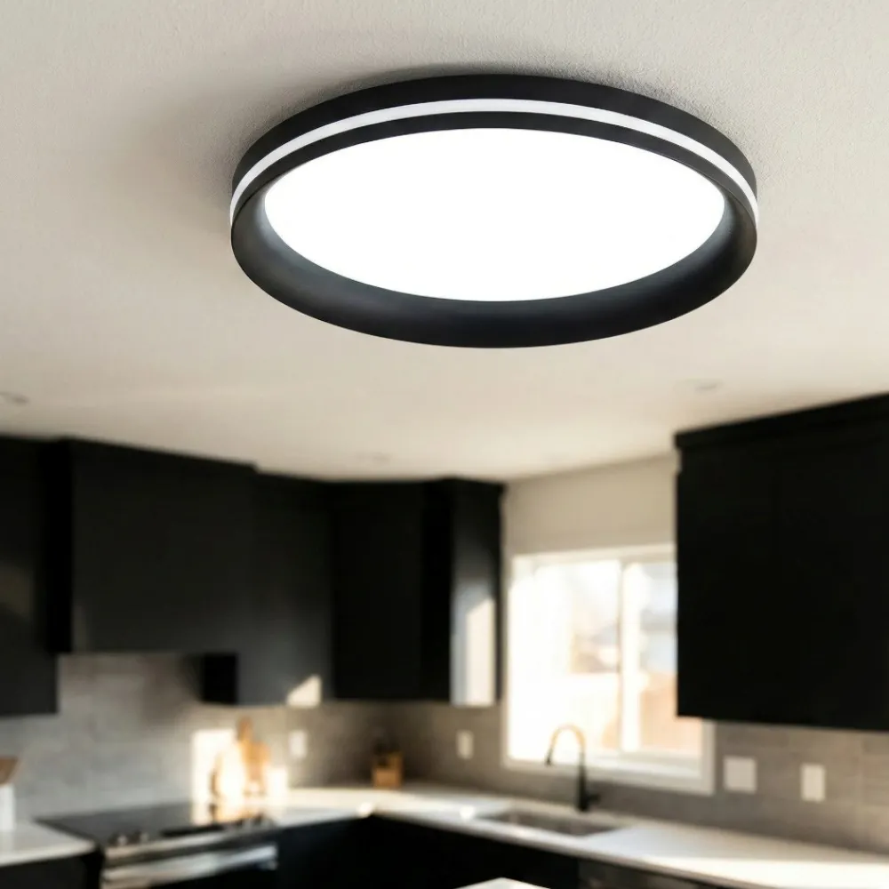 Plafoniere Moderne-Fabas Luce Plafoniera nera led isy per cucina moderna