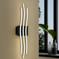 Plafoniere Moderne-Eglo Plafoniera nera led 21w 3000k per soggiorno roncade