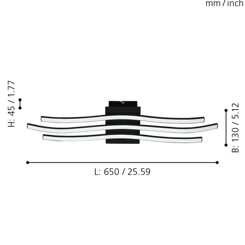 Plafoniere Moderne-Eglo Plafoniera nera led 21w 3000k per soggiorno roncade