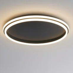 Plafoniere Moderne-Selezionato da Mazzolaluce Plafoniera nera led 60w 3000k tonda per soggiorno moderno