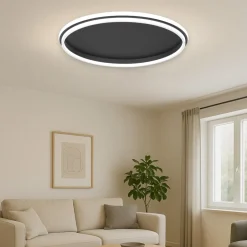 Plafoniere Moderne-Selezionato da Mazzolaluce Plafoniera nera led 60w 3000k tonda per soggiorno moderno