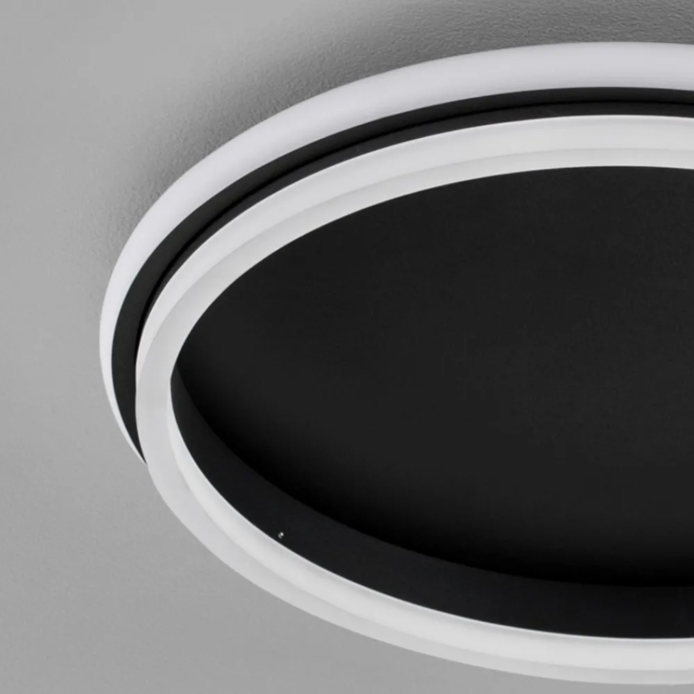 Plafoniere Moderne-Selezionato da Mazzolaluce Plafoniera nera led 60w 3000k tonda per soggiorno moderno