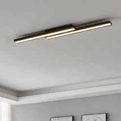 Plafoniere Moderne-Eglo Plafoniera nera led 21w rgb dimmerabile app bluetooth saliteras