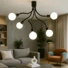 Plafoniere Moderne-Perenz Illuminazione Plafoniera nera 5 luci orientabili moderna bulbo