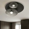 Plafoniere Moderne-Ondaluce Plafoniera nera moderna da parete soffitto sfere vetro fume pl tondo