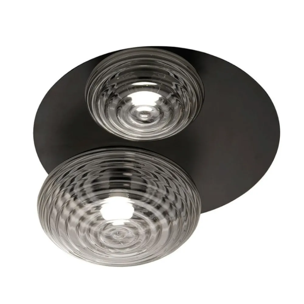 Plafoniere Moderne-Ondaluce Plafoniera nera moderna da parete soffitto sfere vetro fume pl tondo