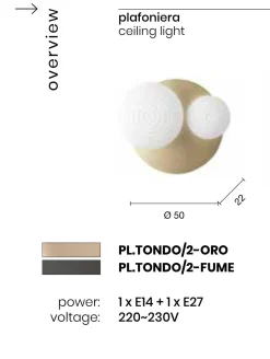 Plafoniere Moderne-Ondaluce Plafoniera nera moderna da parete soffitto sfere vetro fume pl tondo