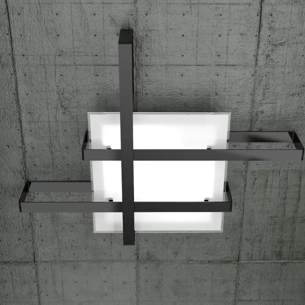Plafoniere Moderne-Top Light Plafoniera nera moderna per cucina cross rettangolare