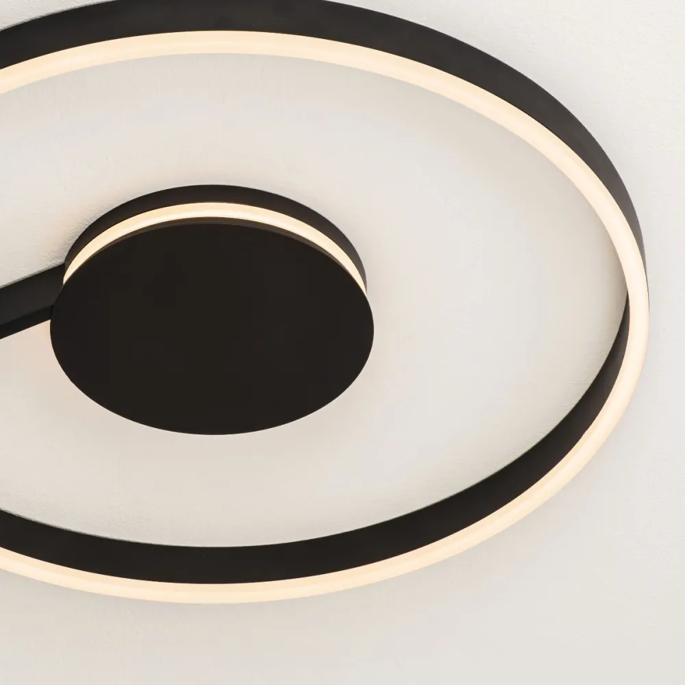 Plafoniere Moderne-Selezionato da Mazzolaluce Plafoniera nera moderna rotonda 60 cm led 48w cct 2700k 3000k 4000k dimmerabile