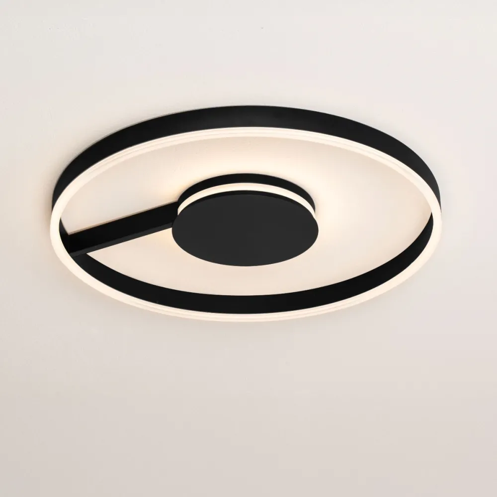 Plafoniere Moderne-Selezionato da Mazzolaluce Plafoniera nera moderna rotonda 60 cm led 48w cct 2700k 3000k 4000k dimmerabile