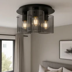Plafoniere Moderne-Selezionato da Mazzolaluce Plafoniera nera per camera da letto vetri fume trasparente