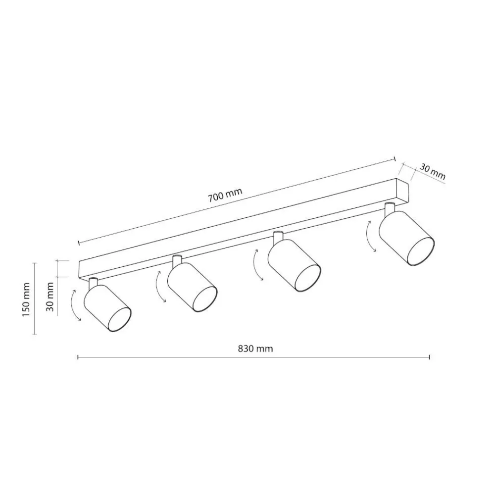Plafoniere Moderne-Selezionato da Mazzolaluce Plafoniera nera per cucina con 4 faretti orientabili