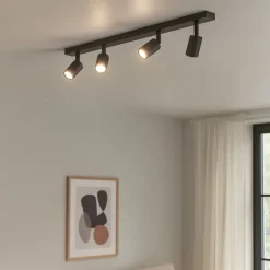 Plafoniere Moderne-Top Light Plafoniera nera per cucina 4 faretti orientabili toplight