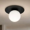Plafoniere Moderne-Selezionato da Mazzolaluce Plafoniera nera sfera di vetro bianco moderna