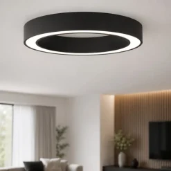 Plafoniere Moderne-Selezionato da Mazzolaluce Plafoniera nera tonda 80 cm moderna led cct 59w dimmerabile 2700k a 4000k telecomando app