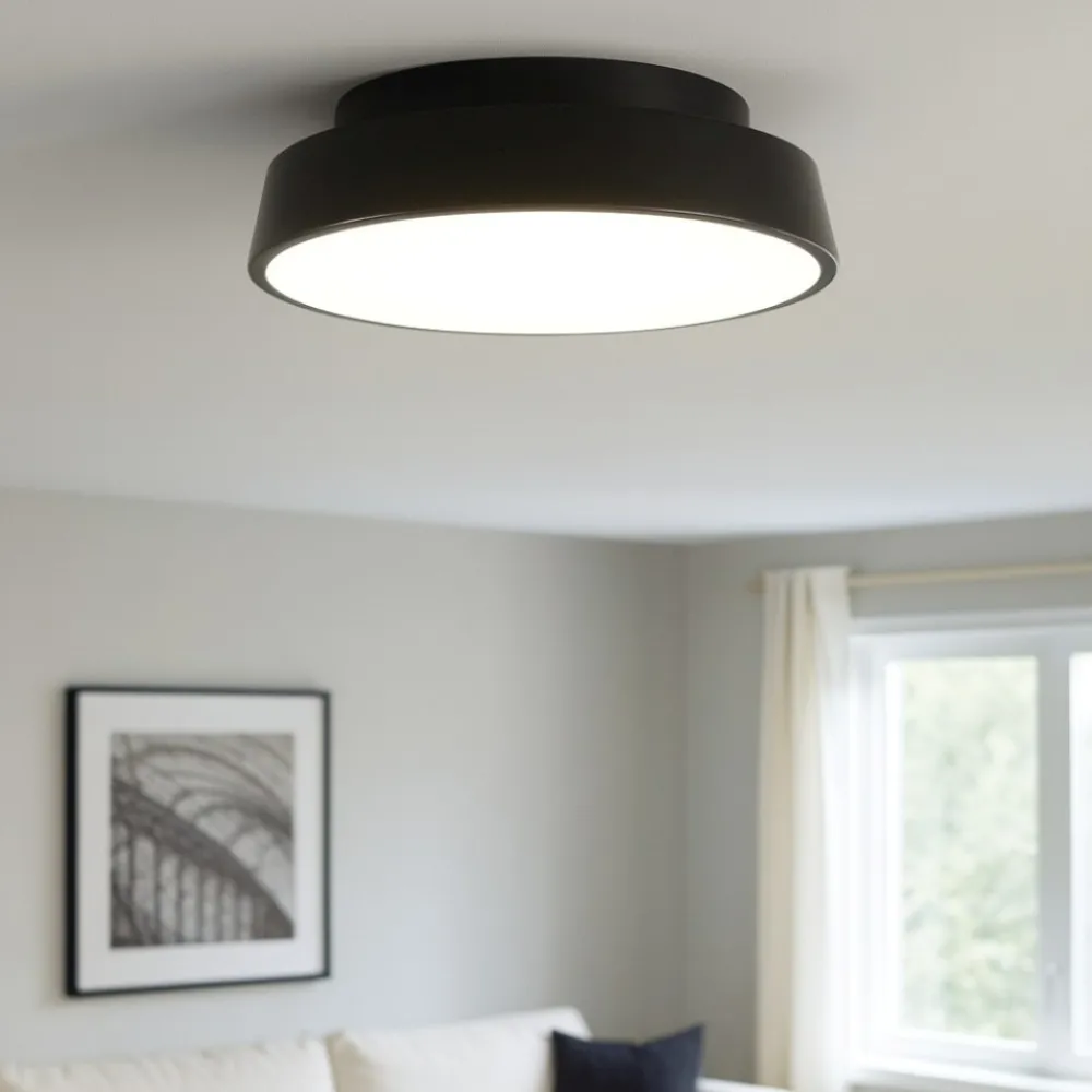 Plafoniere Moderne-IsyLuce Plafoniera nera tonda led 3000k 4000k