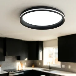 Plafoniere Moderne-Fabas Luce Plafoniera nera tonda led 52w 2700k 3200k 4000k isy moderna