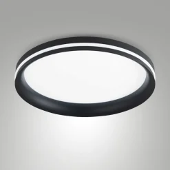 Plafoniere Moderne-Fabas Luce Plafoniera nera tonda led 52w 2700k 3200k 4000k isy moderna