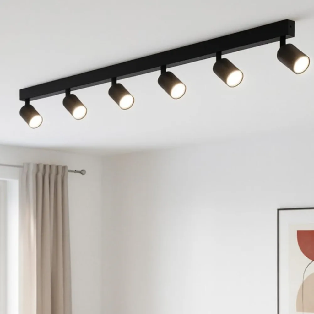 Plafoniere Moderne-Selezionato da Mazzolaluce Plafoniera nero con 6 faretti orientabili