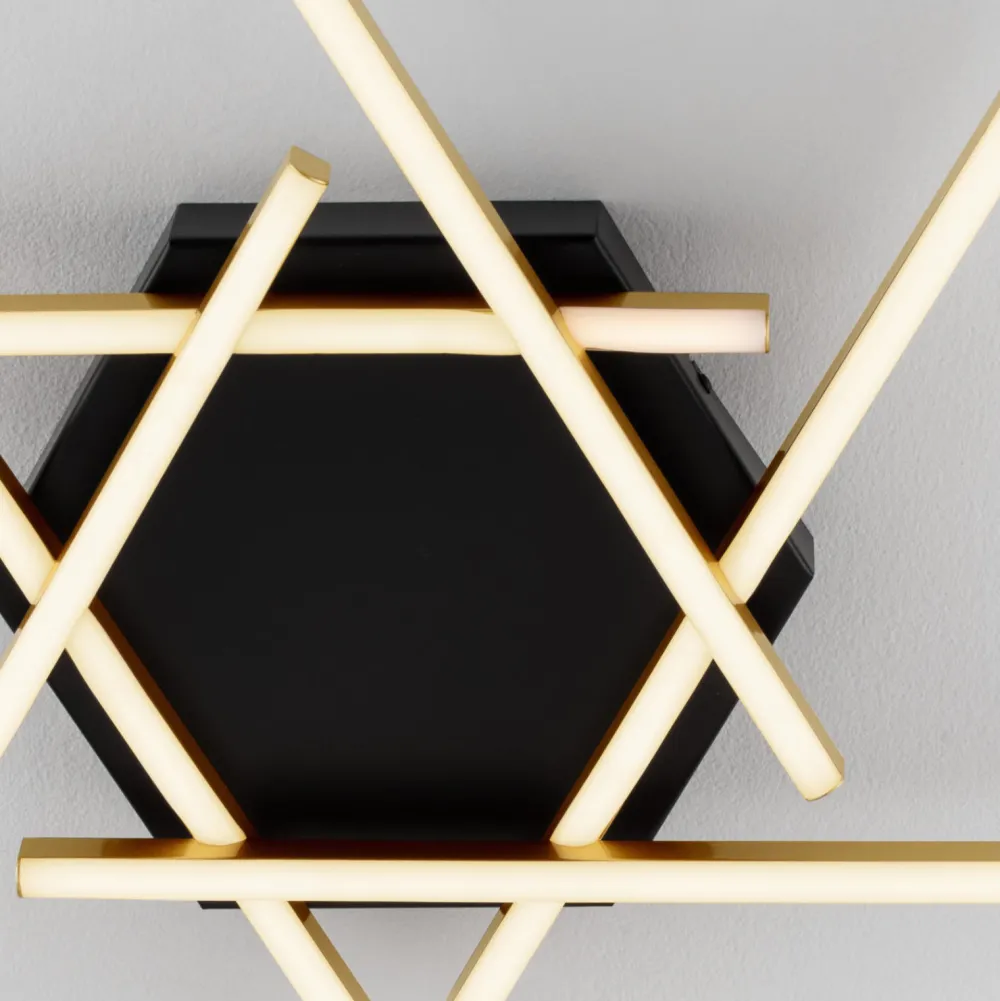 Plafoniere Moderne-Selezionato da Mazzolaluce Plafoniera nero oro design moderna led 43w 3200k