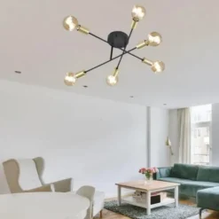 Plafoniere Moderne-Selezionato da Mazzolaluce Plafoniera nero oro 6 luci orientabile per cucina