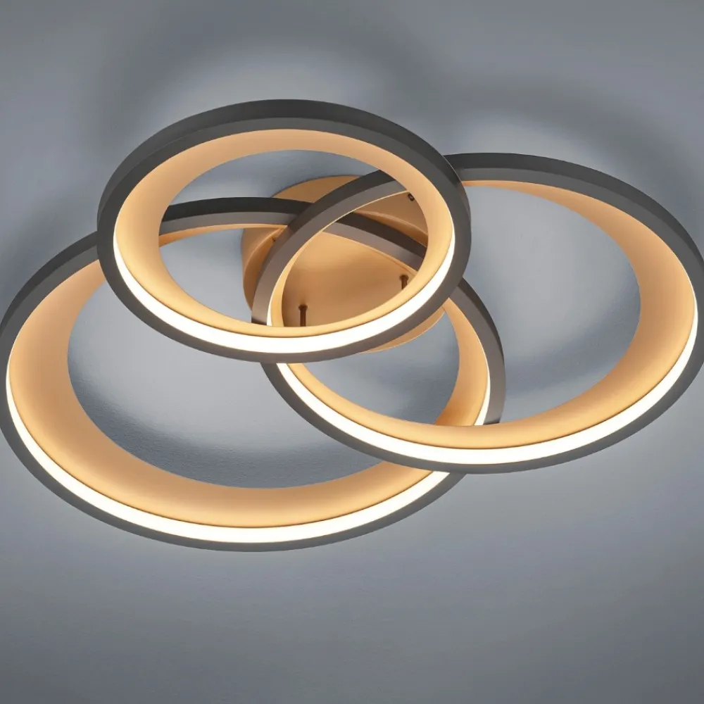 Plafoniere Moderne-Selezionato da Mazzolaluce Plafoniera nero oro moderna da salotto led 3000k dimmerabile